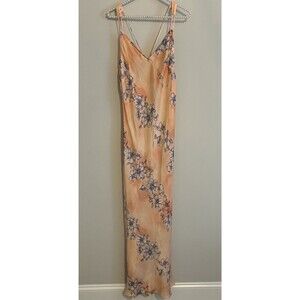 New Free People Intimately Small Cassie Girl Maxi Cami Slip Dress Coral Floral